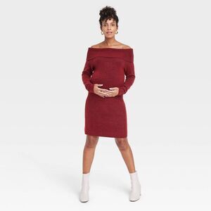 Isabel Maternity Women's Off The Shoulder Maternit Burgundy